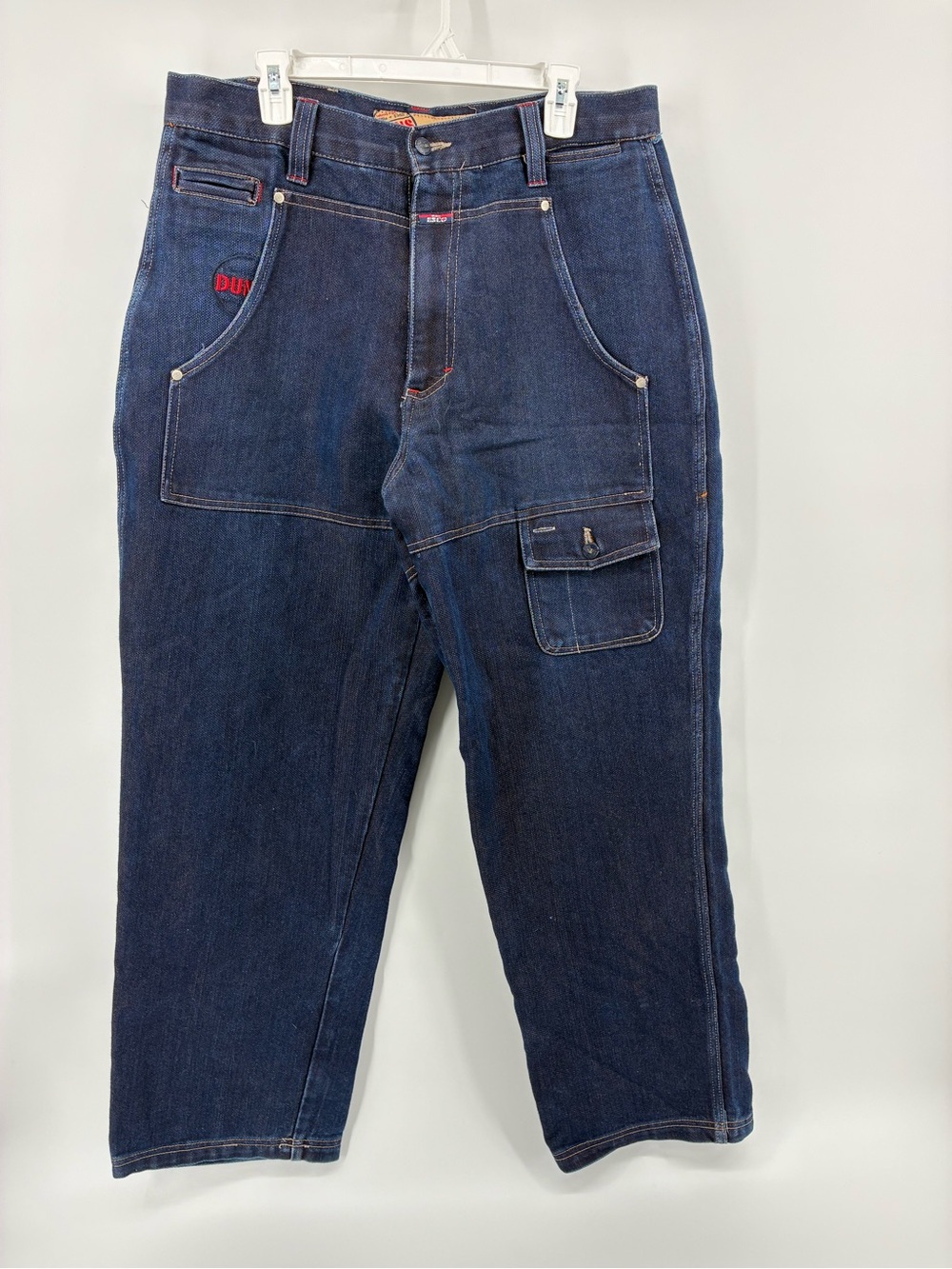 Willie & Esco Dungaree Corp Vintage Y2K Dark Carpenter Jeans with Red Accent